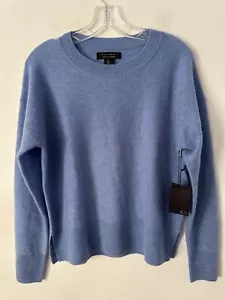 Tahari Woman L Blue Sweater Pure Lux 100% Cashmere Pull Over Soft Long Sleeve - Picture 1 of 4