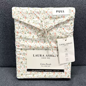 Laura Ashley FULL Sheet Set Evie Floral Orange 4pc Cottage Farmhouse Green - Picture 1 of 10