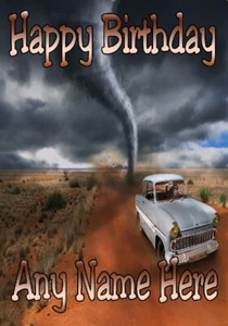tornado chase automobile reftor5 Greeting Card Birthday Personalised mum son dad - Picture 1 of 1