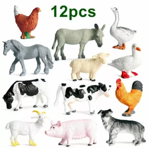 12 pcs Animal Figures Farm Animals Figures Animals Model Set Children Toy Set - Picture 1 of 9