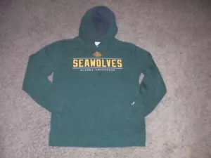 ALASKA ANCHORAGE Seawolves green embroidered CHAMPION Hoodie Sweatshirt Medium - Picture 1 of 4
