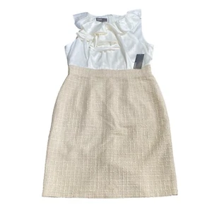 Donna Rocco Dress Womens Size 14 New York Business Pencil White Beige *FLAW - Picture 1 of 7