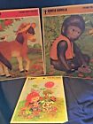 3 puzzle Frame-tray Windy Day, Pretty Pony, Gentle Gorilla 1974 girl with puppy,
