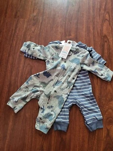 Carters Baby Boy Set Of 2 Sleepers Pajamas 3 Months Dinosaur B76 - Picture 1 of 2