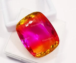 88 Ct Doublet Glass Stone Multi Color Tourmaline Cushion Stone Loose Gemstone - Picture 1 of 6