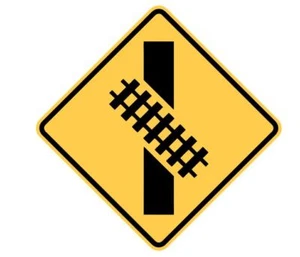 Skewed Crossing Ahead Railroad Railway Train Sticker Decal R7332 - Picture 1 of 1