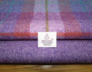 2 Piece Harris Tweed Craft Bundle with Label - Soft Purple Tartan - Picture 1 of 4