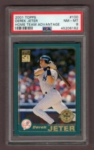 2001 Topps #100 Derek Jeter Home team Advantage PSA NM-MT 8 - Picture 1 of 2