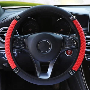 Universal 37-38cm Bling Car Steering Wheel Cover Crystal PU Without Inner Ring - Picture 1 of 13