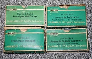 Vintage LOT of 4 E.D. Bullard CO. First Aid BOXES U.S. Army BANDAGE Tourniquet + - Picture 1 of 11