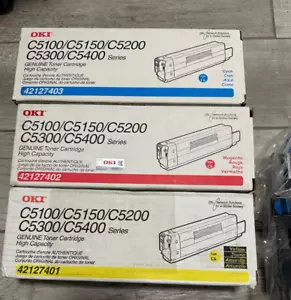 OKI C5100, C5150, C5200, C5300, C5400 Genuine High Capacity Toner Set of 3- New - Picture 1 of 1