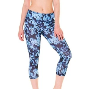Rose Bouquet Black Blue Yoga Capri Leggings Workout Performance Activewear b23 - Picture 1 of 8