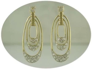 JDL WHITE TOPAZ GOLD POST EARRINGS - Picture 1 of 1