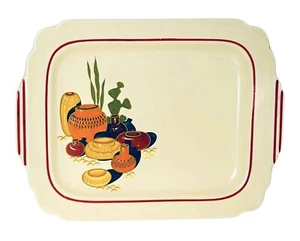 VTG Homer Laughlin MEXICANA Hacienda Century Red Band Cactus 11 7/8” Platter NEW - Picture 1 of 4