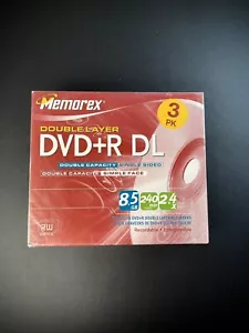 Memorex 2.4x 8.5 GB Double Layer DVD+R Pack Brand New Factory Sealed 3 Disc Pack - Picture 1 of 2