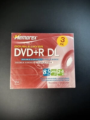 Memorex 2.4x 8.5 GB Double Layer DVD+R Pack Brand New Factory Sealed 3 Disc Pack - Image 1 of 2