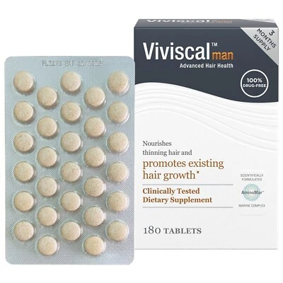 New Viviscal Men's Hair Growth Supplements 180 Tablets - 3 Month Supply - Image 1 of 4