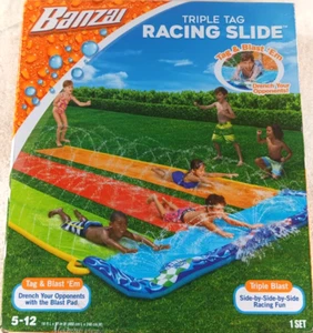 NEW Banzai Triple Tag Racing Water Slide Triple Blast Side by Side Racing - Picture 1 of 3
