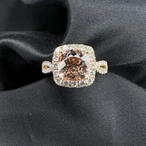 14K ROSE GOLD 3CTW MORGANITE AND DIAMOND HALO RING (AD1004087) - Picture 1 of 3