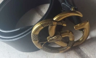 GUCCI GG Marmont Serpiente Oro Hebilla Cinturón Dorado/Latón Serpiente Cinturón Cuero Ancho 85x34 Foto 1 de 2