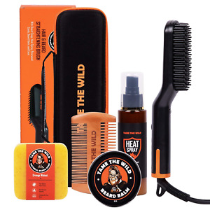 Tame the Wild Premium Beard Straightener Kit - Heated Beard Brush for Men - Bear