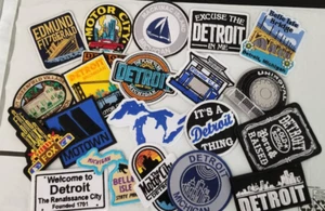 20 Stk. Detroit Michigan verschiedene bestickte Aufnäher verschiedene Größen 3" -3,5"? bügelbild - Bild 1 von 2