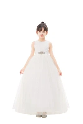 Vestido Floral de Encaje Corazón Recortado Flor Niña con Estrás Vestido de Primera Comunión Foto 1 de 4