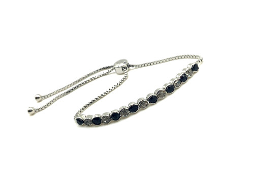 VALENTINO Bracciale Slider Argento Charter Club con Cristallo Nero e Trasparente Gioiellato Regolabile