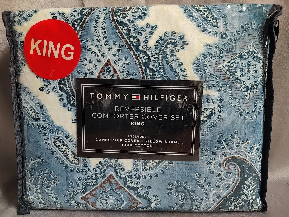 Tommy Hilfiger - Juego de funda edredón reversible de algodón de 3 piezas - "Roble Bluffs" - Nuevo en paquete Foto 1 de 2