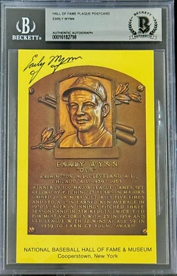 Early Wynn Signed Autographed Hall of Fame Plaque Postcard Beckett 16182798 - Image 1 of 2