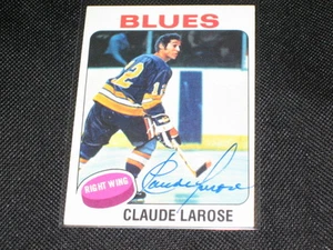 CLAUDE LAROSE BLUES 74-75 TOPPS SIGNED AUTOGRAPHED AUTHENTIC BASEBALL CARD - Picture 1 of 1