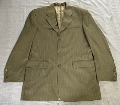 Fioravanti 柔软运动西装夹克外套 2 按钮灰褐色/棕色细条纹-42R — 第 1/4 张图片