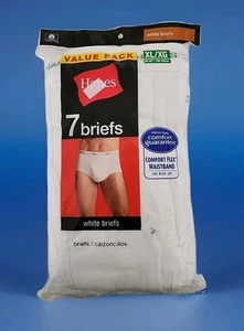HANES Pack 7 Pair Mens Underwear XL 40-42 White Preshrunk 100% Cotton Briefs - Picture 1 of 6