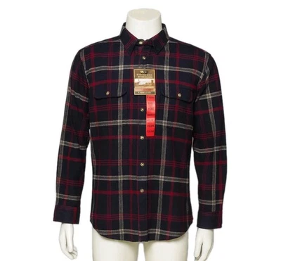 NEW Moose Creek Men's Long Sleeve Flannel Red & Navy Blue Plaid Thick NWT - Image 1 of 4
