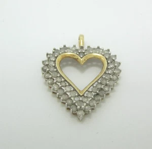 SCHÖNER DAMEN 10K GELBGOLD DIAMANT HERZ (1-1/4") ANHÄNGER 3,2G - Bild 1 von 7
