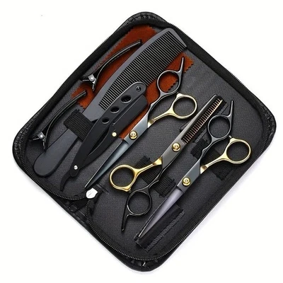 Professional Scissors Set Barber Accessories Set + Gift 5pc Razor Blade BIC Chrome - Image 1 of 4