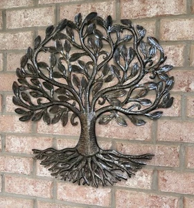 Olive Tree of Life 💕Arte de pared de metal 💕Acabado de estaño/bronce interior/exterior EX ESTADO - Imagen 1 de 13