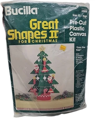 Vtg BUCILLA Great Shapes II "Trim The Tree" Plastic Canvas Kit 61008 Xmas  *Read - Image 1 of 4