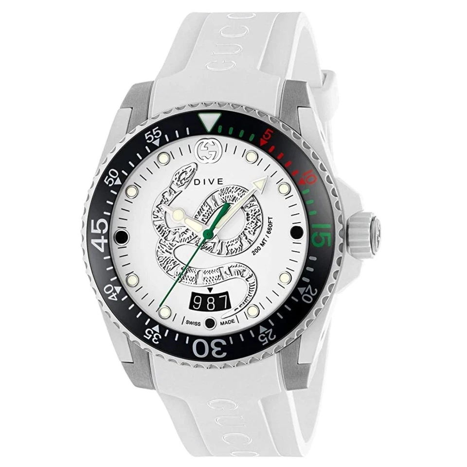 Gucci YA136330 Men's Dive White Quartz Watch