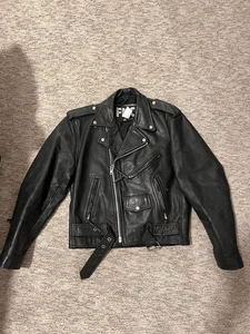 Giacca Motociclista Uomo Vintage FMC Pelle Nera Tg 38 - Foto 1 di 6