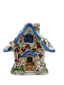 Decorative Ceramic Cottage House Candle Tealight Holder Handpainted - Picture 1 of 18