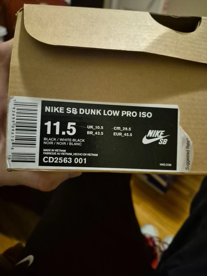 Nike Sb Dunk низкие черные белые резинки 2019 размер 11,5 Og все - Изображение 1 из 4