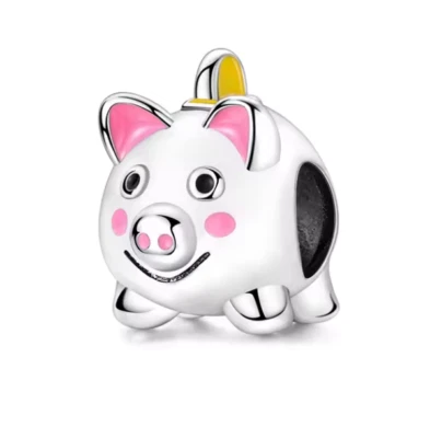 Charm Anhänger für Armband Sparschweinchen Piggy Bank Silber Geschenkidee - Bild 1 von 2