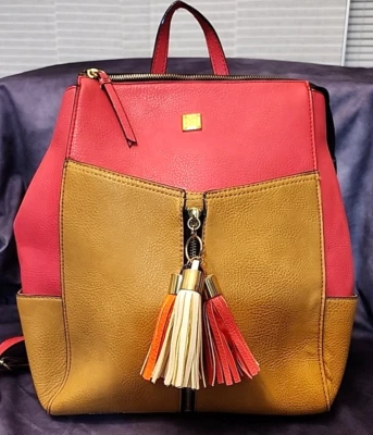 Gianni Bini Marrón y Rosa Vegano Cuero Mochila Cartera Escuela Bolso de Viaje Foto 1 de 4