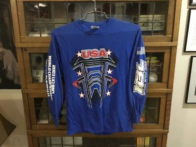 2003 UCI BMX WORLD CHAMPIONSHIP USA L/S Blue NBL Racing T-shirt SZ S - Cool - Image 1 of 4