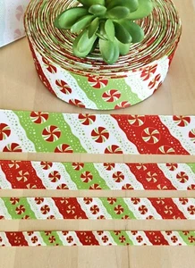 3/8, 5/8, 7/8 & 1.5" (1 YD) Candy Cane Christmas Ribbon Peppermint Candy - Picture 1 of 2