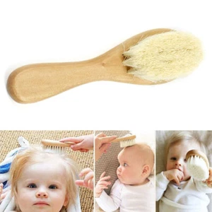 Baby Head Brush, Kids Soft Natural Goat Hair Comb Wood Bristles Infant Massage - Picture 1 of 12