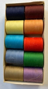 Vintage Oncore Covered Polyester - Sewing Thread- Vat Fast 10 Multi Color Rolls - Picture 1 of 7