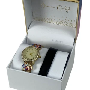 Jessica Carlyle Women's Gold-Tone Mesh Bracelet Analog Watch 25mm Peace Hamsa - Picture 1 of 4