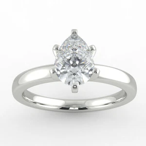 3/4 CT Solitaire Diamond Engagement Ring Pear Shape Cut H/SI2 14K White Gold - Picture 1 of 8